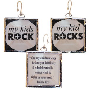 my kid(s) ROCK(S) Beveled Glass Pendant